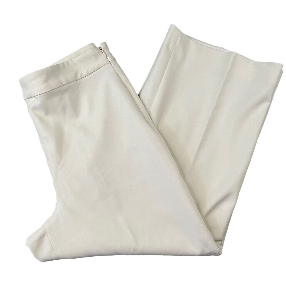 Vince‎ Camuto Womens Pants Size 6 Ivory Wide Leg Cropped Lined Career Trousers